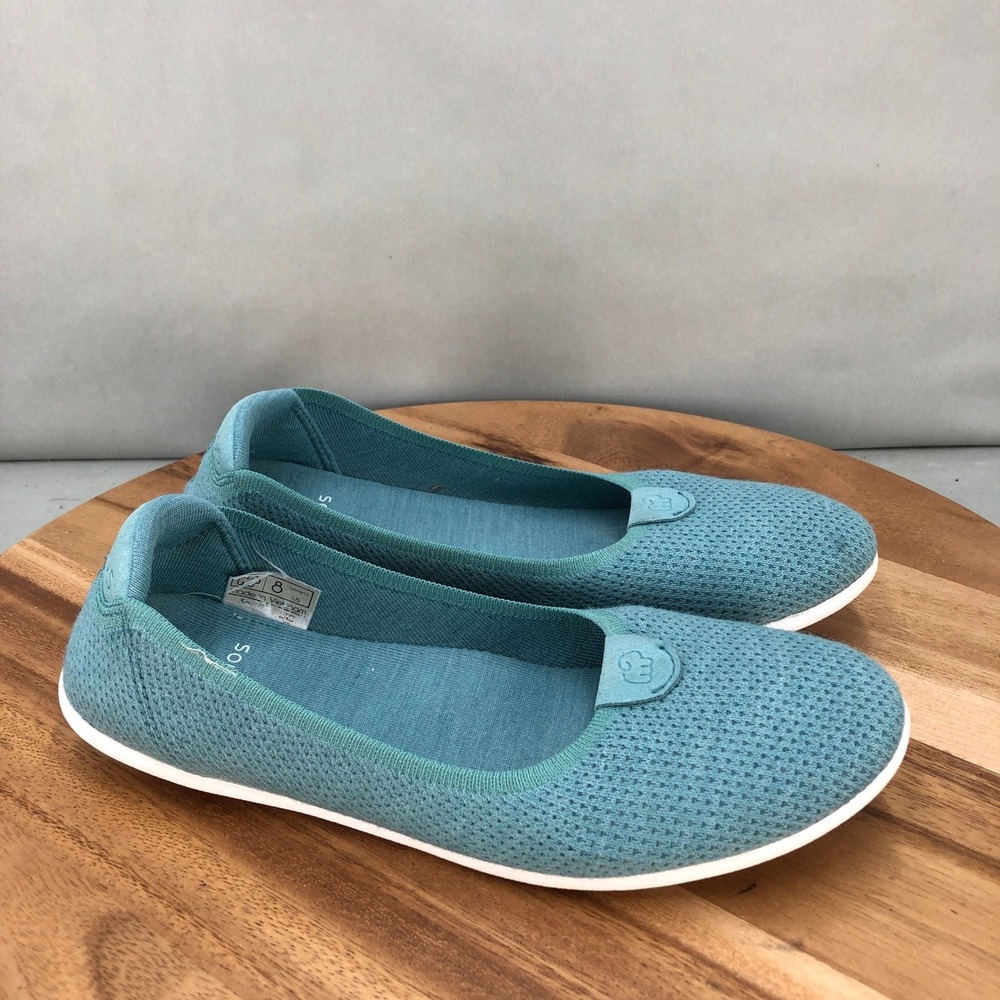 Merinos Knit Ballet Flats Comfort Walking Shoes Aqua Blue Womens 8 Minimalist